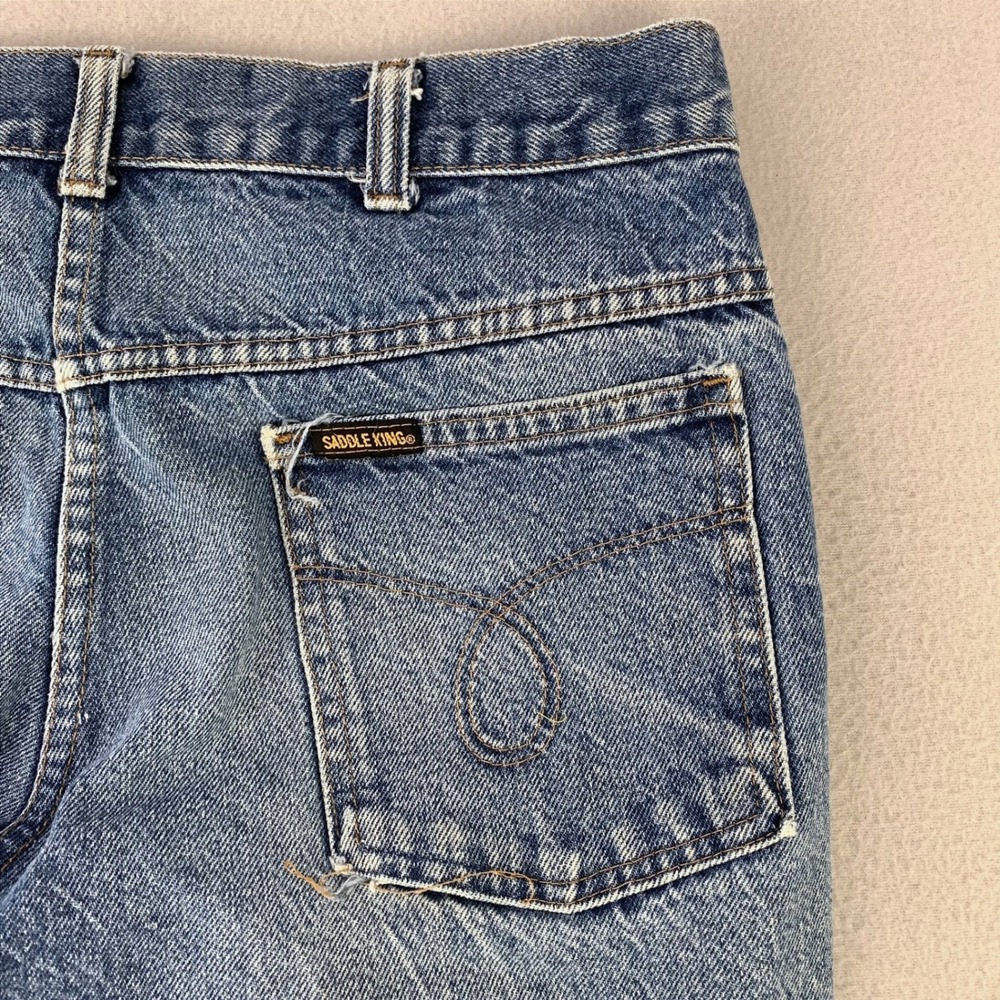 Vintage Saddle King Key Jeans Mens 34x32 Blue Faded‎ Denim Straight Leg USA 80s